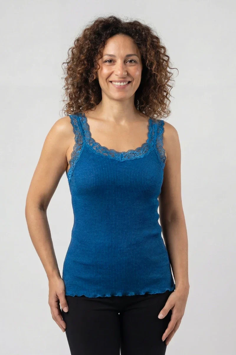 Canotta con pizzo spalla larga donna in Lana e Seta - Image 4