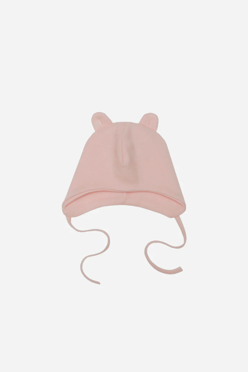 Cappellino neonato in lana merino e seta con lacci e orecchie - Image 2