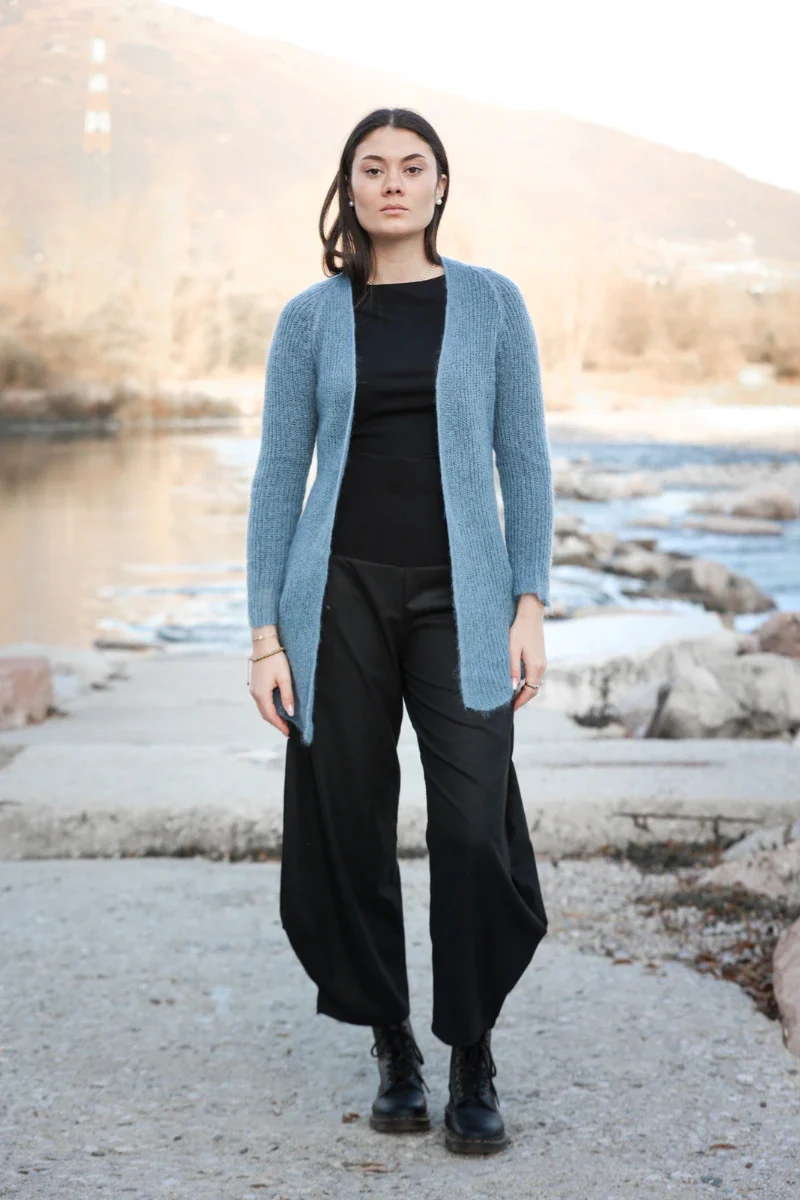 Cardigan corto donna in lana mohair Nuvoletta - Image 3