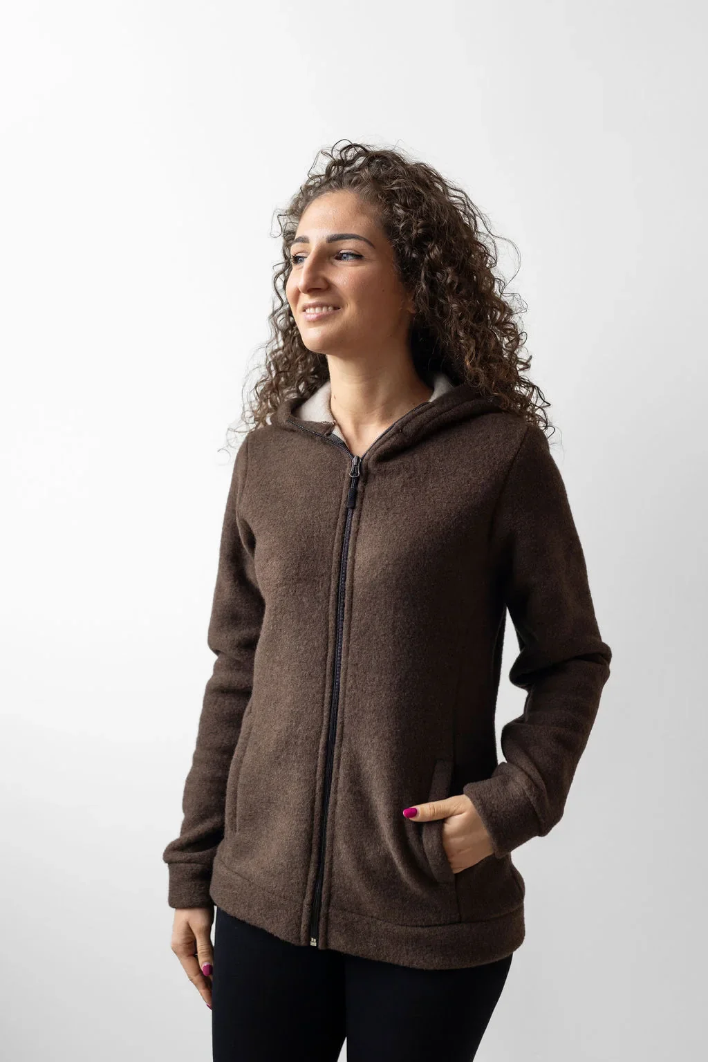 Felpa donna in lana con cappuccio - Image 3
