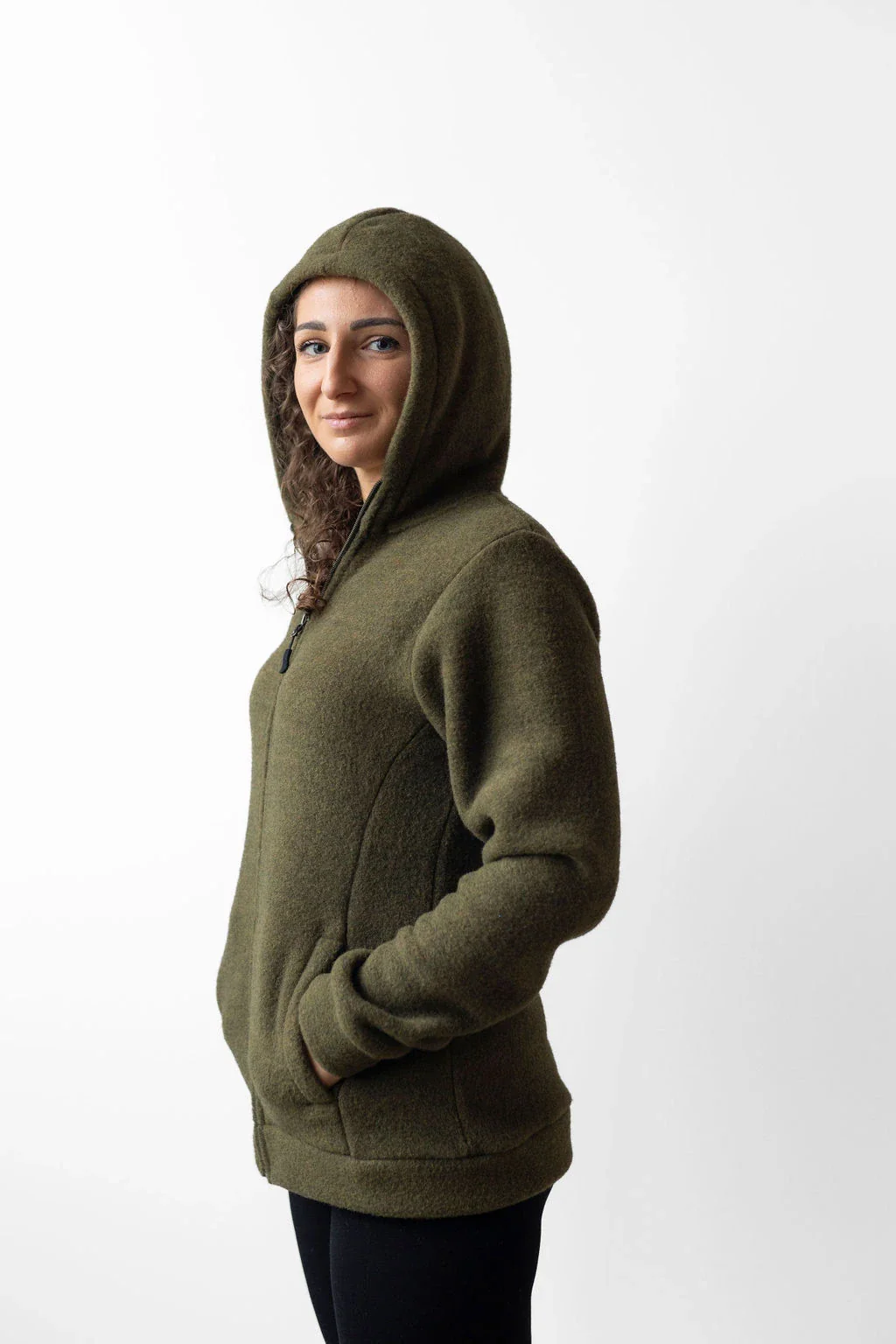 Felpa donna in lana con cappuccio - Image 4