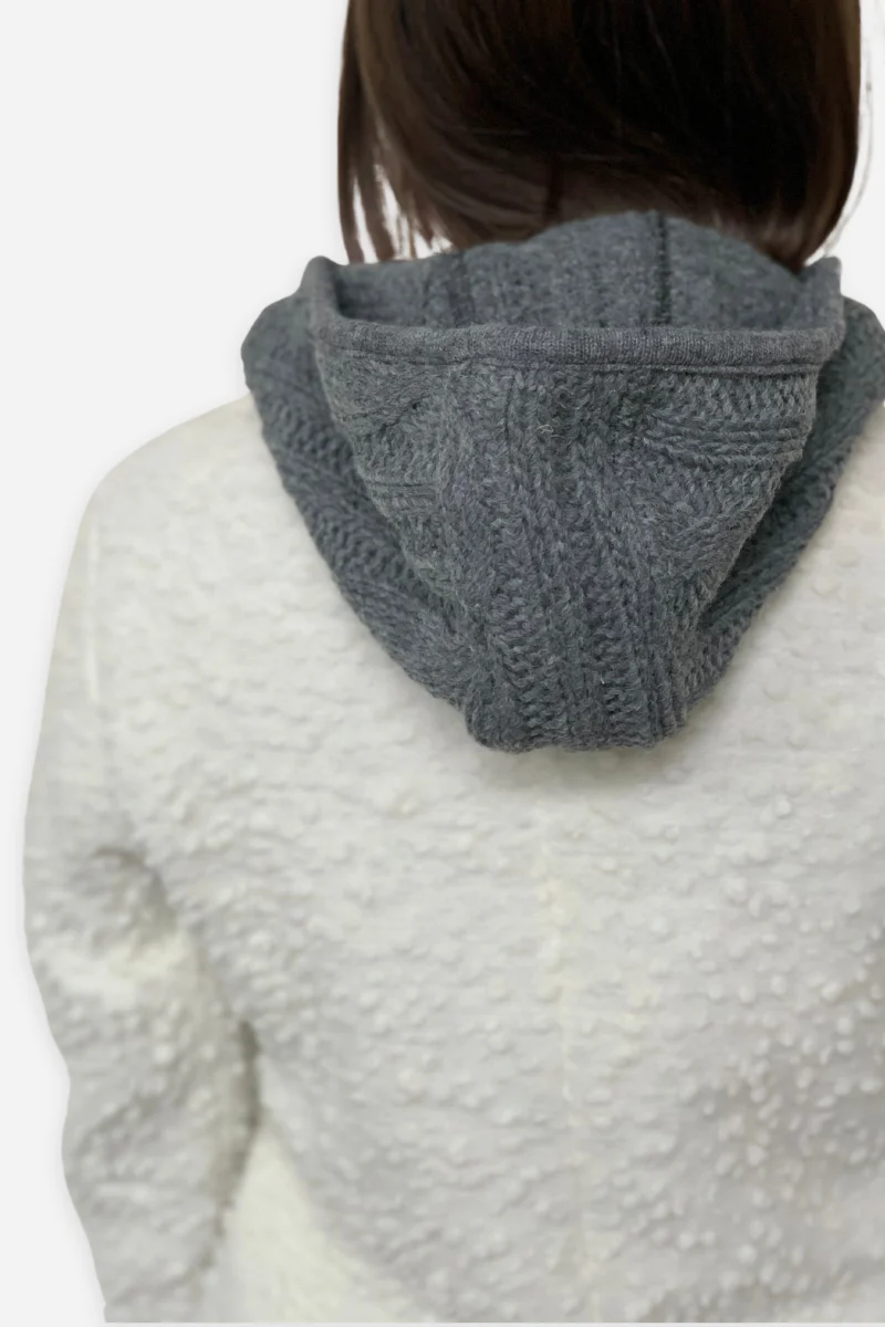 Felpa donna in lana con zip e cappuccio - Image 3