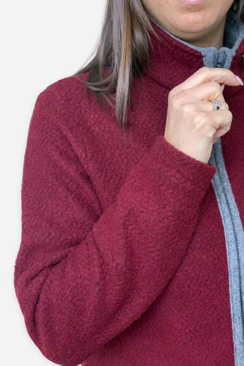 Felpa donna in lana con zip e colletto - Image 3