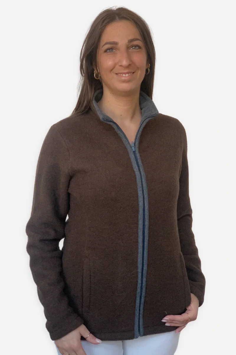 Felpa donna in pile di lana con zip e colletto - Image 3