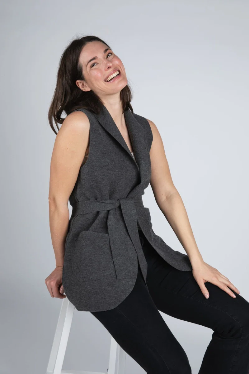 Gilet blazer donna in lana cotta Engel - Image 3