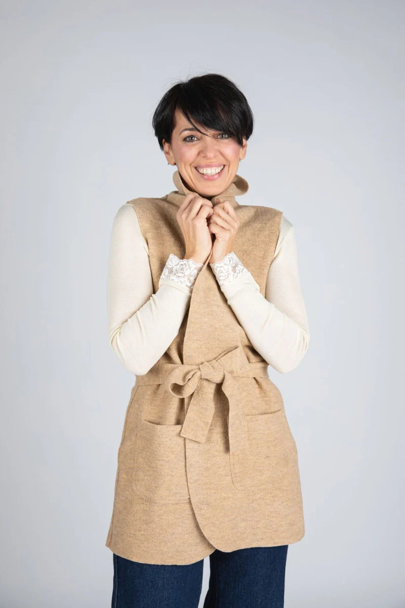 Gilet blazer donna in lana cotta Engel - Image 6