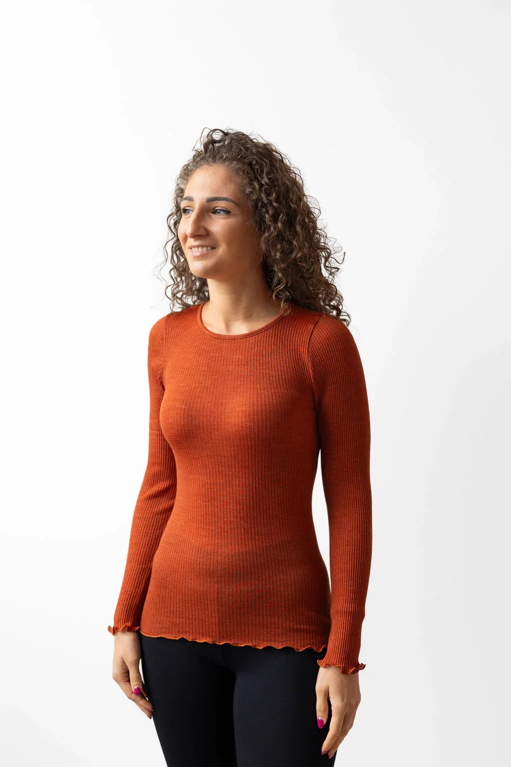 Maglia girocollo manica lunga lana e seta donna - Image 4