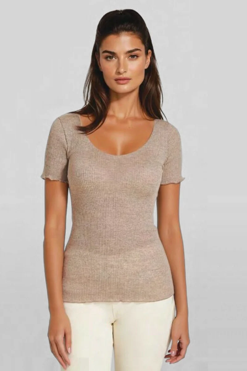 Maglia intima lana e seta donna manica corta - Image 4