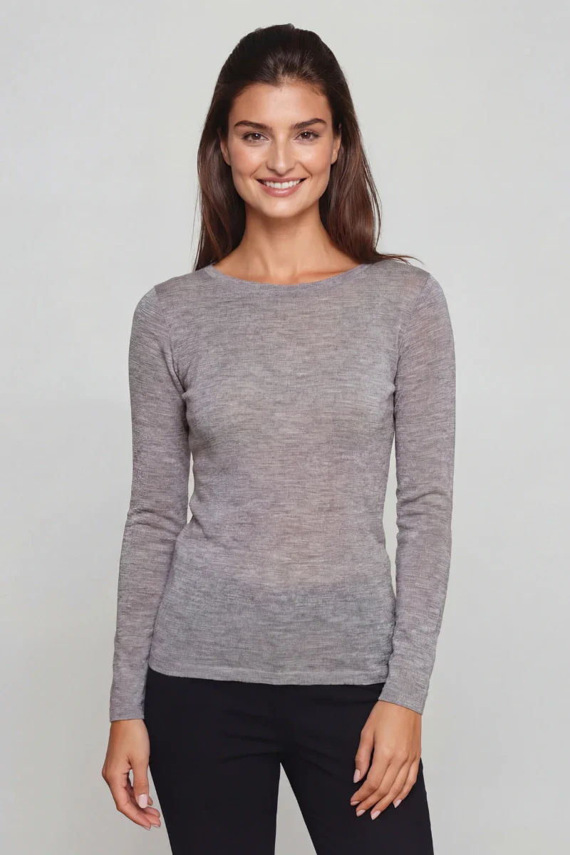 Maglia lana e seta donna scollo a barchetta - Image 3