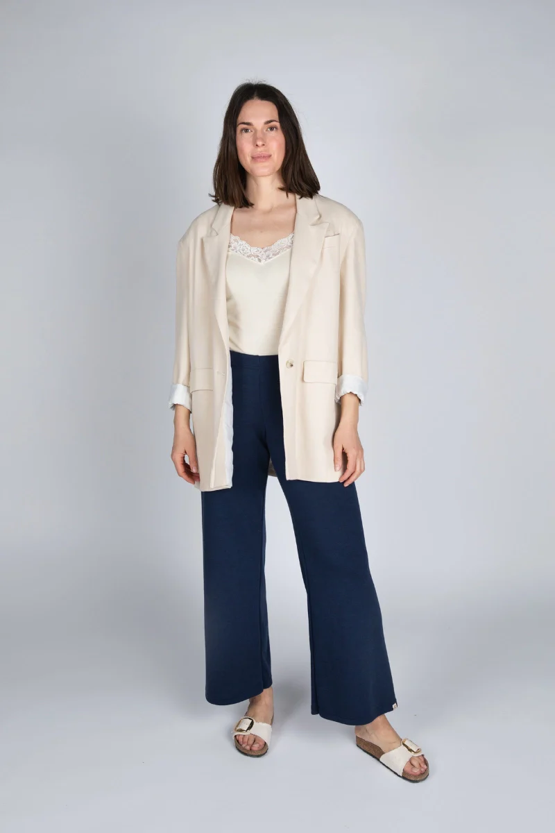 Pantaloni a palazzo donna in lana e seta Engel - Image 3
