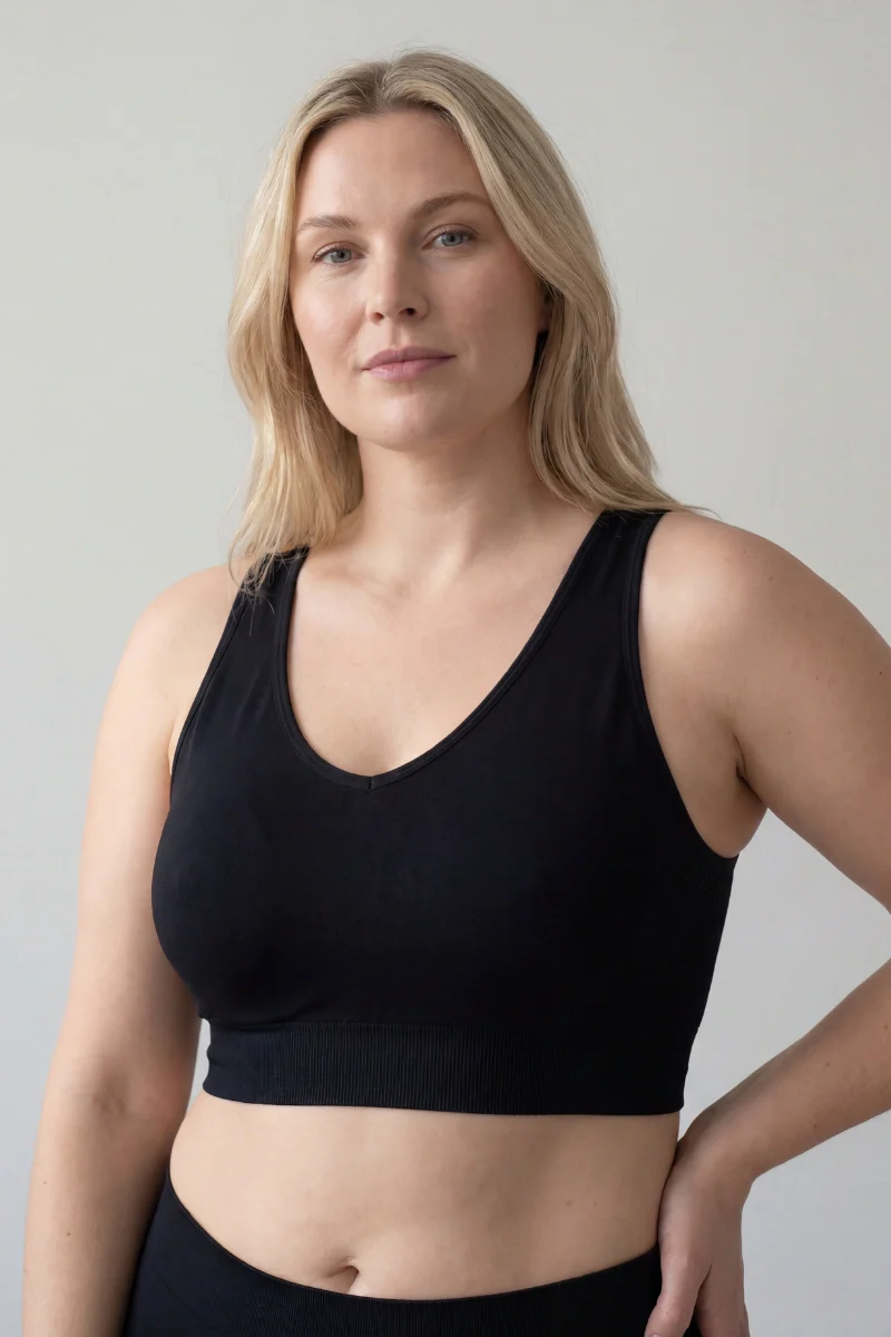 Top sportivo donna incrociato senza coppe in bamboo - Image 2