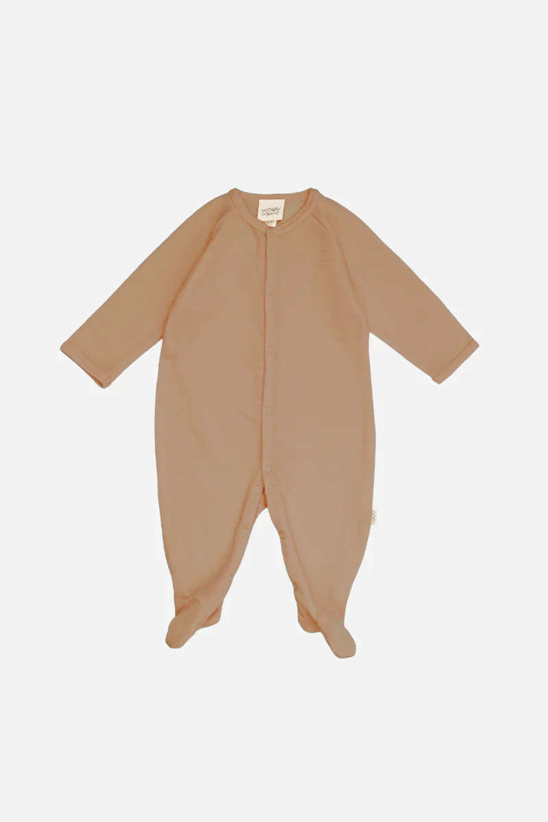 Tutina neonato con piedini in lana merino e seta