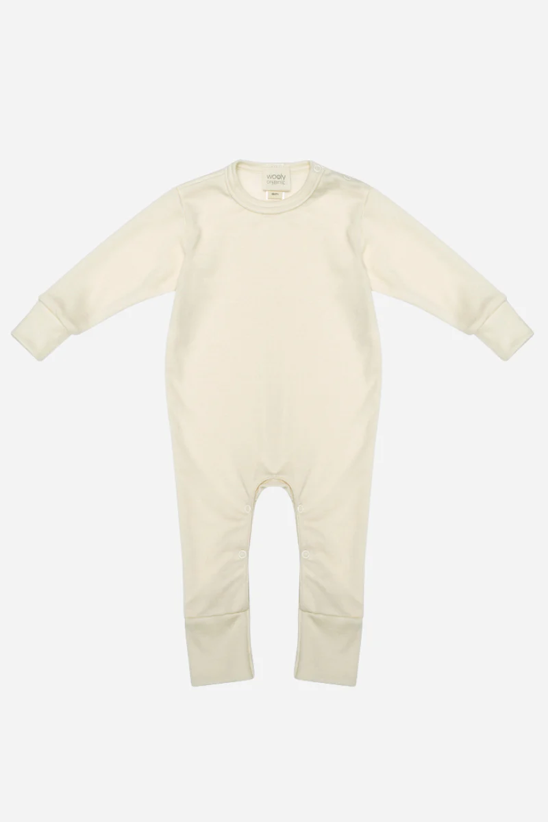 Tutina neonato in lana merino con bottoncini