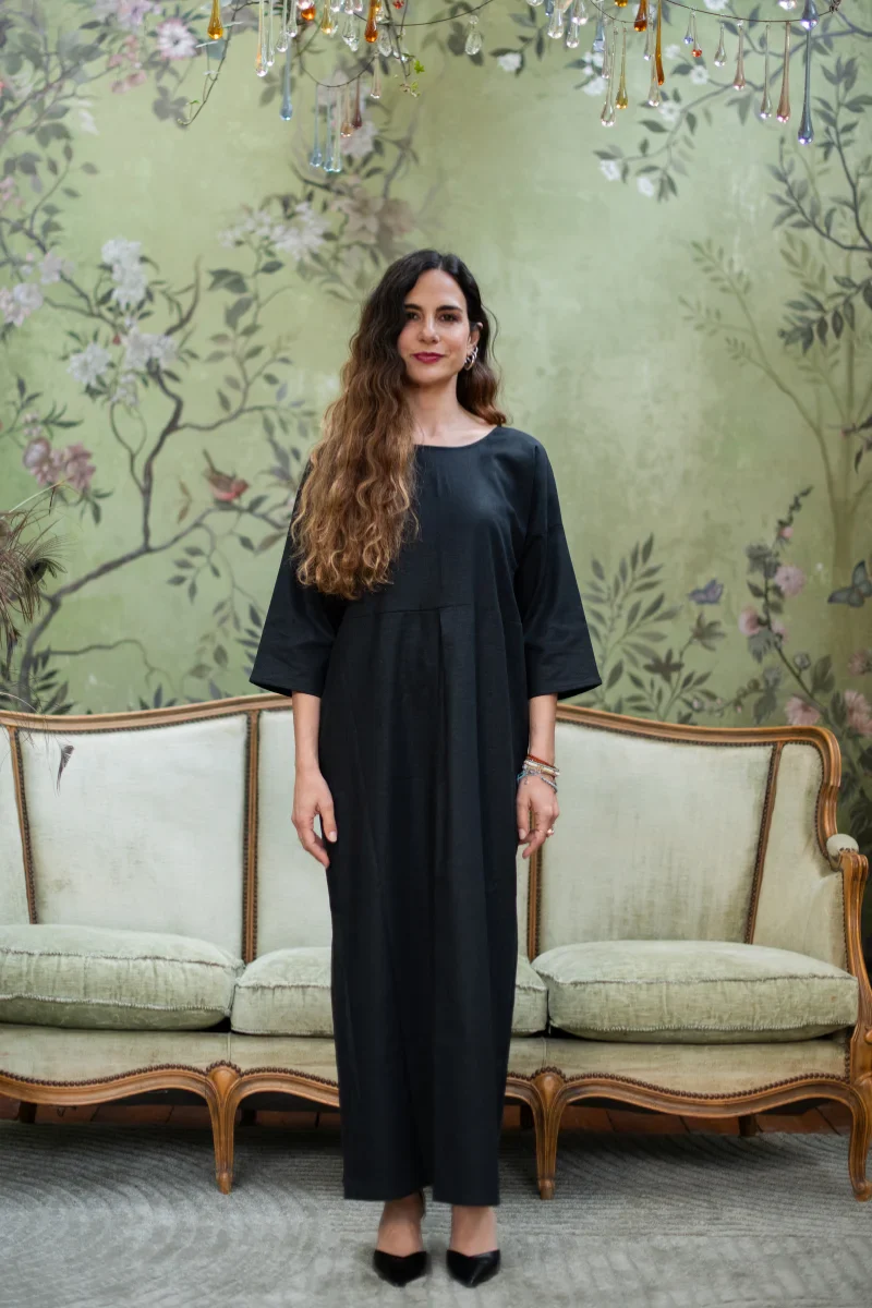 Vestito lungo donna a mezza manica in lino - Image 2