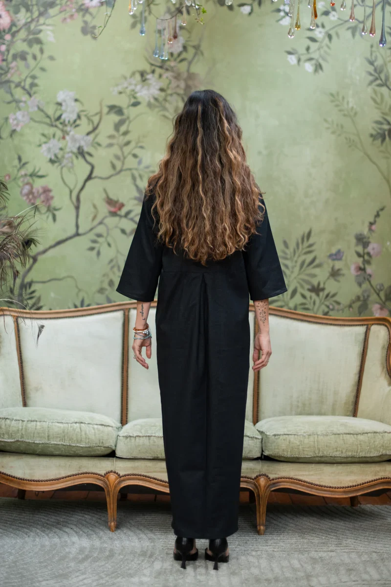 Vestito lungo donna a mezza manica in lino - Image 3