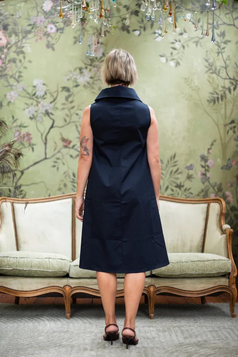 Vestito smanicato donna con collo in cotone - Image 3